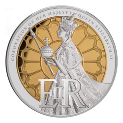 Tokelau: The Coronation of Queen Elizabeth II pozłacany 5 uncji Srebra 2023 Proof