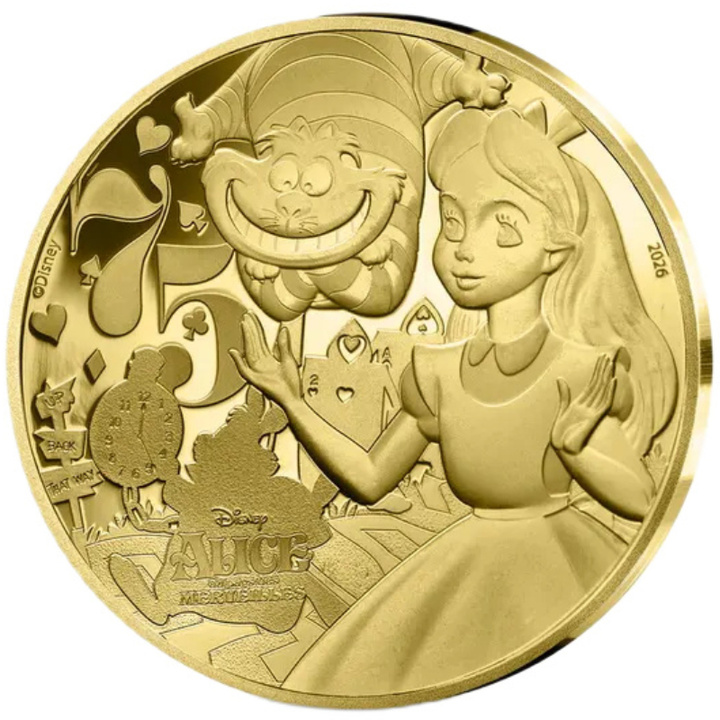 Moneta d'Oro Disney - Alice nel Paese delle Meraviglie 1/4 oncia d'Oro 2026 Proof