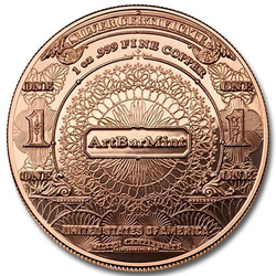 Billete de 1 dólar, 1 onza de cobre.