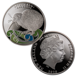Kiwi barevná 1 unce stříbra 2020 Proof
