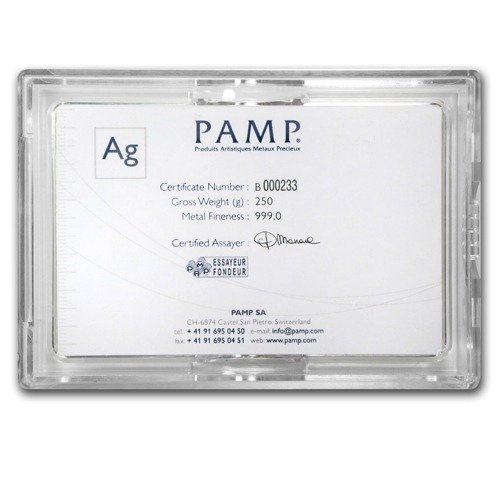 250 grammi Lingotto d'argento Pamp Fortuna