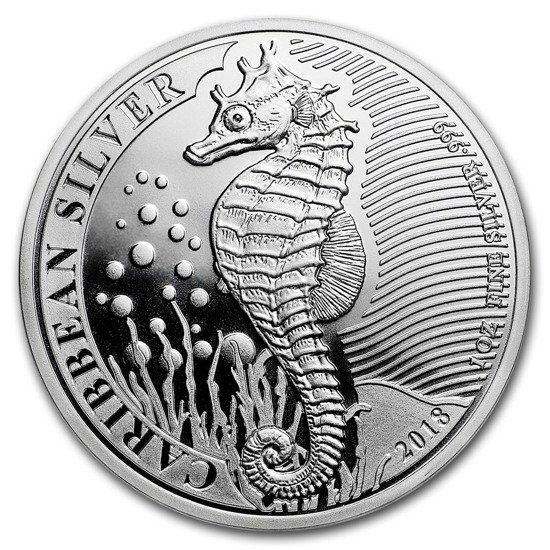 Barbados: Seepferdchen 1 oz Silber 2018