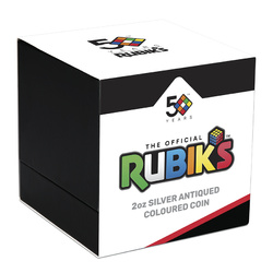 Tuvalu: Rubik’s Cube 50th Anniversary coloured 2 oz Silver 2024 Gilded Antiqued Coin