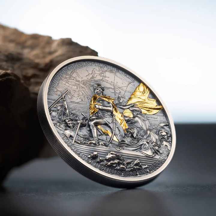 Stříbrná mince Forging of Independence – Crossing the Delaware 2 unce Stříbra 2026 Antique Finish