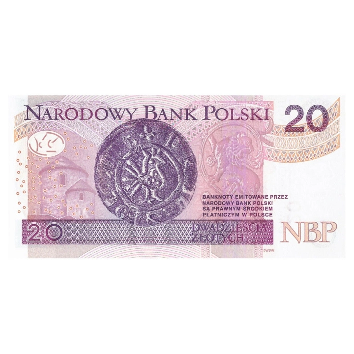 Bancnot Polonia 20 zloți (20 PLN) circulat