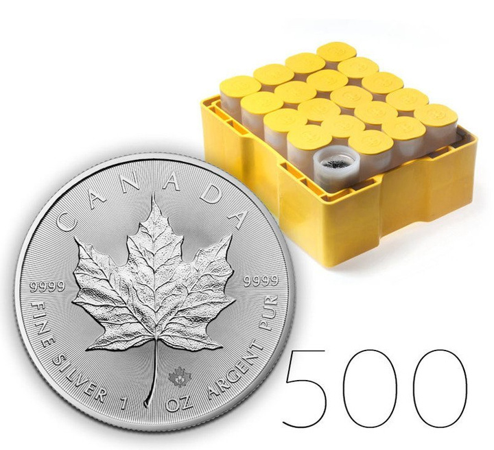 Hoja de Arce Canadiense 1 oz Plata PAQUETE DE 500 HOJAS