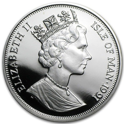 Isle of man Seria koty: Kot norweski 1 Uncja Srebra 1991 Proof