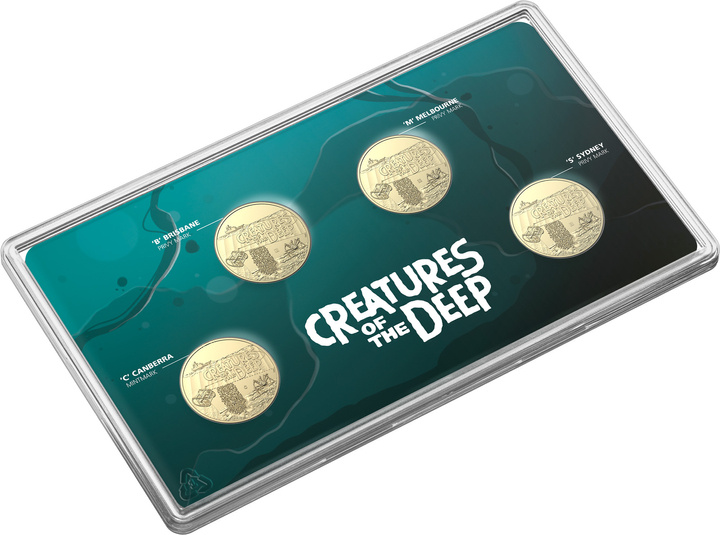 Set de 4 monede Creatures of the Deep Bronz Aluminiu 2023 Mintmark & Privy Mark