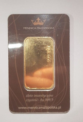 1 onza Lingote de oro Casa de la Moneda de Małopolska