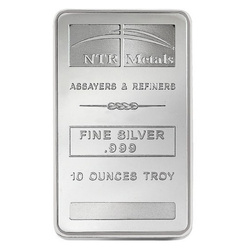 10 uncji Sztabka Srebra NTR Metals