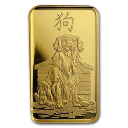 5 gramů zlatá mince série Lunar Rok psa