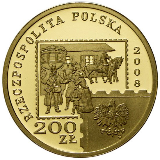 450 let Polské pošty 200 PLN 2008 Proof