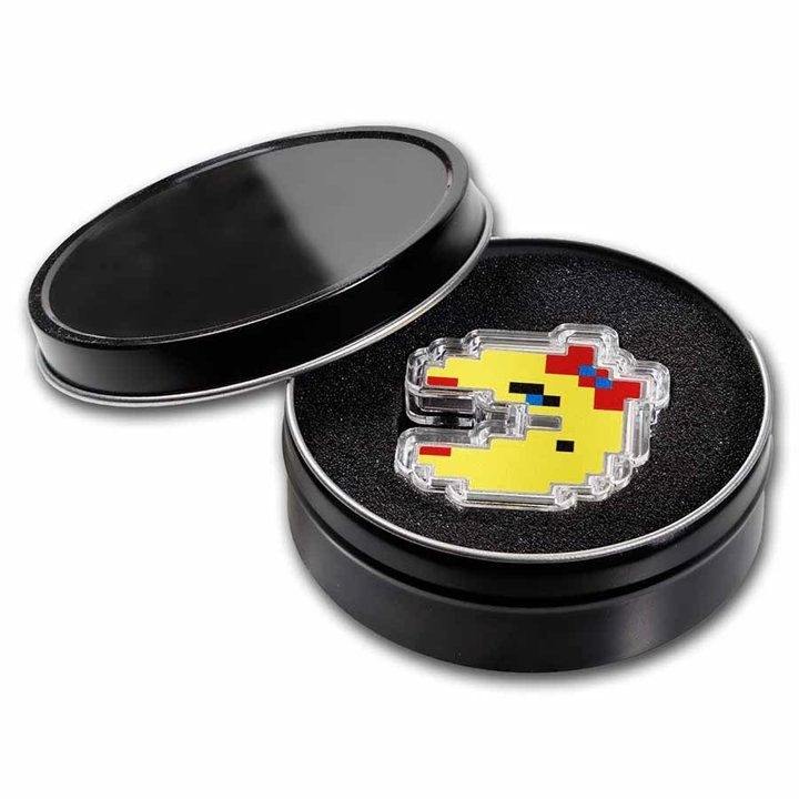 Niue: Ms.PAC-MAN coloured 1 oz Silver 2022 Proof Shaped Coin