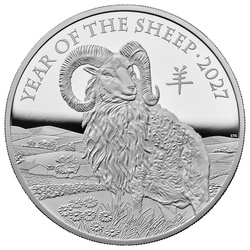 Stříbrná mince The Royal Mint: Lunar - Rok ovce 5 uncí stříbra 2027 Proof