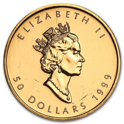 Hoja de Arce Canadiense 1 oz Oro 1999 (20 Años ANS Privy)