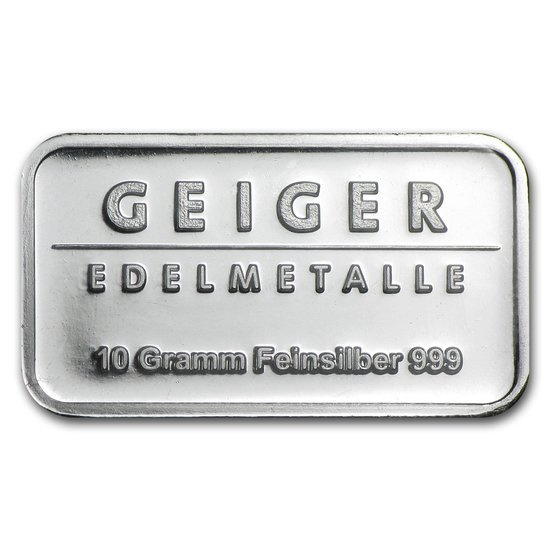 10 gramů stříbrný slitek Geiger Edelmetalle