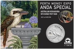 Kookaburra with Numbat kolorowany 1 uncja Srebra 2022 Privy Mark (Perth Money Expo Anda Special)