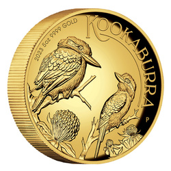 Kookaburra 5 oz Oro 2023 Proof Alto Relieve