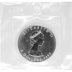 Feuille d'érable canadienne 1 once d'argent 1989