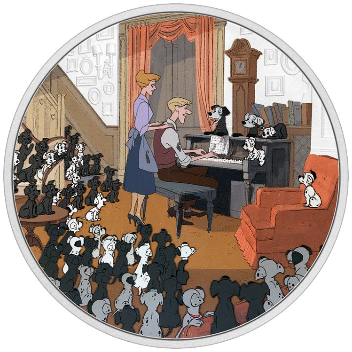 Niue: Disney 101 Dalmatians - Plantation barevná 1 unce stříbra 2022 Proof