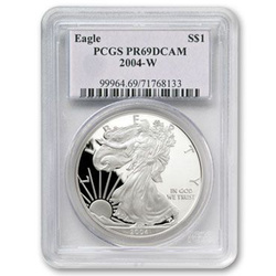 Amerikai sas 1 uncia ezüst 2004- W PCGS PR69DCAM