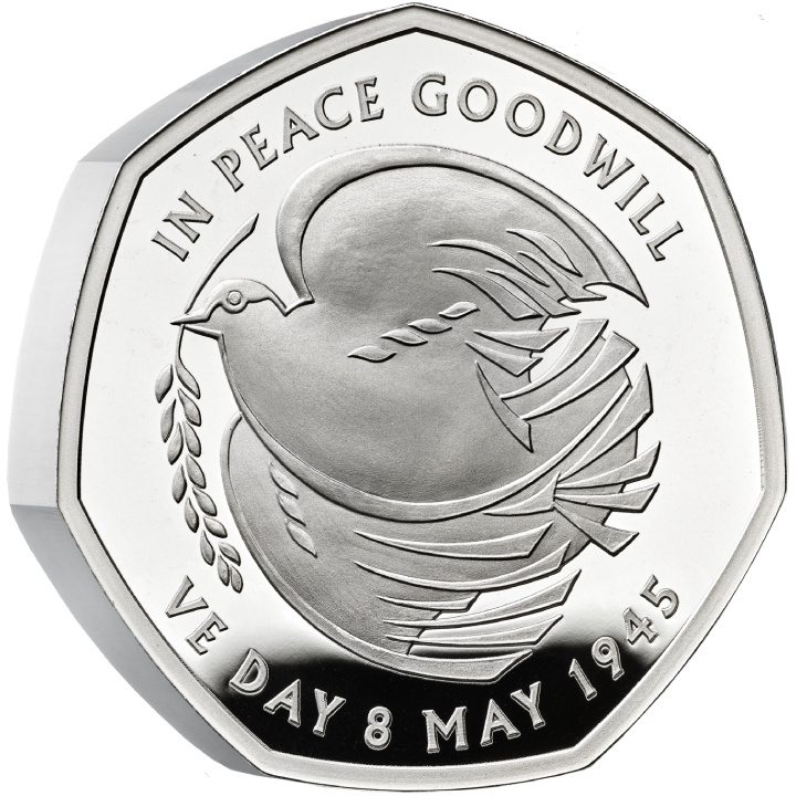 A 80-a Aniversare a Zilei VE 50p Argint 2025 Proof Piedfort