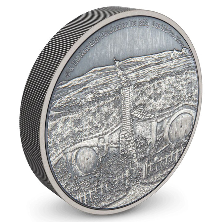 Niue: A Gyűrűk Ura – A Megyék 3 uncia ezüst 2022 antik kivitel