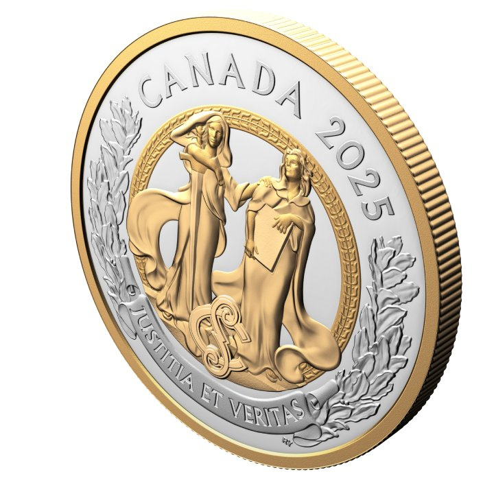 Canada: Allegories of Justice and Truth Gilded $20 Silver 2025 Proof