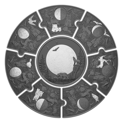 Zestaw Canada: Moon Phases 8 srebrnych monet puzzli 2025 Black Rhodium Reverse Proof 