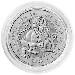 The Royal Tudor Beasts: Queen's Lion 1 Unze Platin 2026