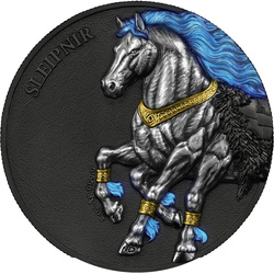 Сребърен медал Germania Beasts - Sleipnir цветен, позлатен 2 унции сребро 2026 Ultra Double High Relief