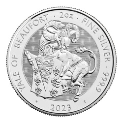 The Royal Tudor Beasts: The Yale Of Beaufort 2 uncje Srebra 2023