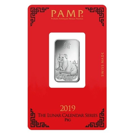 Barra de Plata de 10 gramos Serie Lunar Año del Cerdo