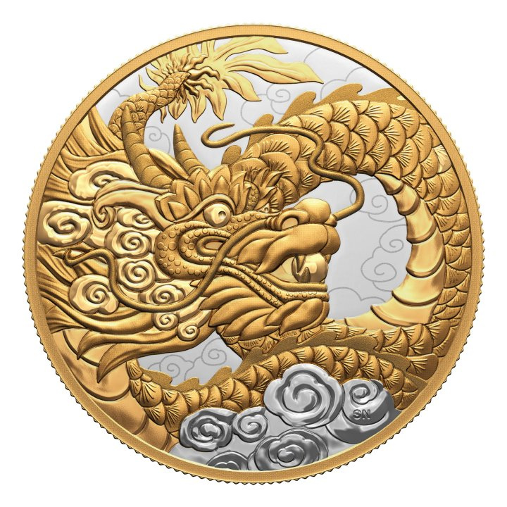 Canada: Heavenly Dragon $50 Silver 2023 Proof Gilded Coin