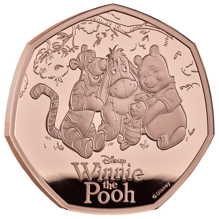 Monedă din aur 100 de ani de Winnie the Pooh – Prietenie 50p 2026 Proof