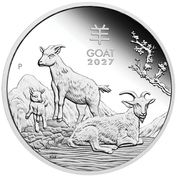 Set of 3 Perth Mint: Lunar III - Year of the Goat Colored/Gold-Plated Silver Coins 3 oz Silver 2027 Proof
