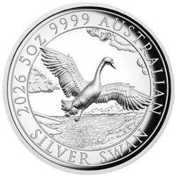 Сребърна монета Лебед 5 унции сребро 2026 Proof High Relief