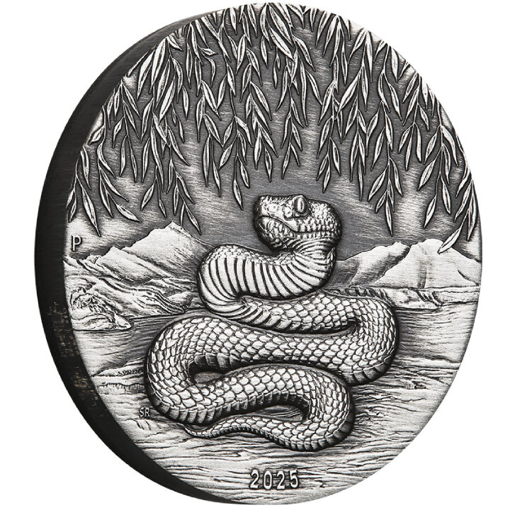 Perth Mint: Lunar III - Rok Węża 2 uncje Srebra 2025 Antiqued Coin
