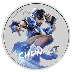 Tuvalu: Street Fighter - Chun Li colorata 1 oncia d'argento 2022
