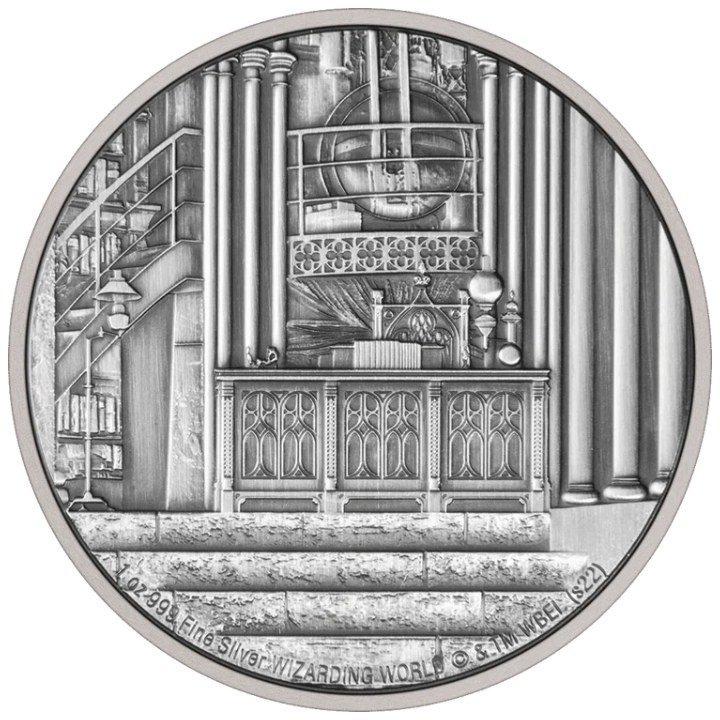 Niue: Harry Potter – Dumbledorova kancelář v Bradavicích 1 unce stříbra 2022 Antique Finish