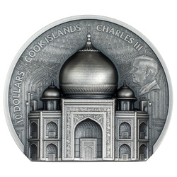 Cook Islands: Historical Monuments -Taj Mahal 2 oz Silber 2025 Antiqued Coin