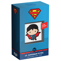 Niue : DC Comics – Pièce Chibi Superman en vol, 1 once d’argent, colorisée, 2021, Belle Épreuve (Proof).
