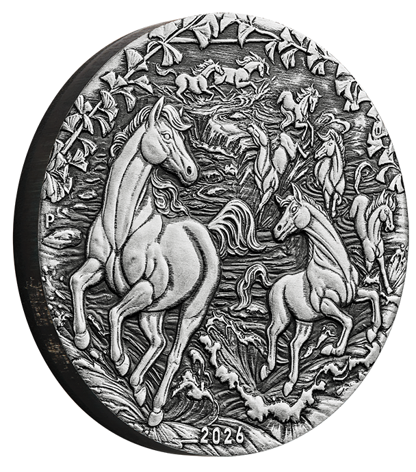 Perth Mint: Lunar III – Year of the Horse, 2 oz Silver, 2026, Antiqued Coin