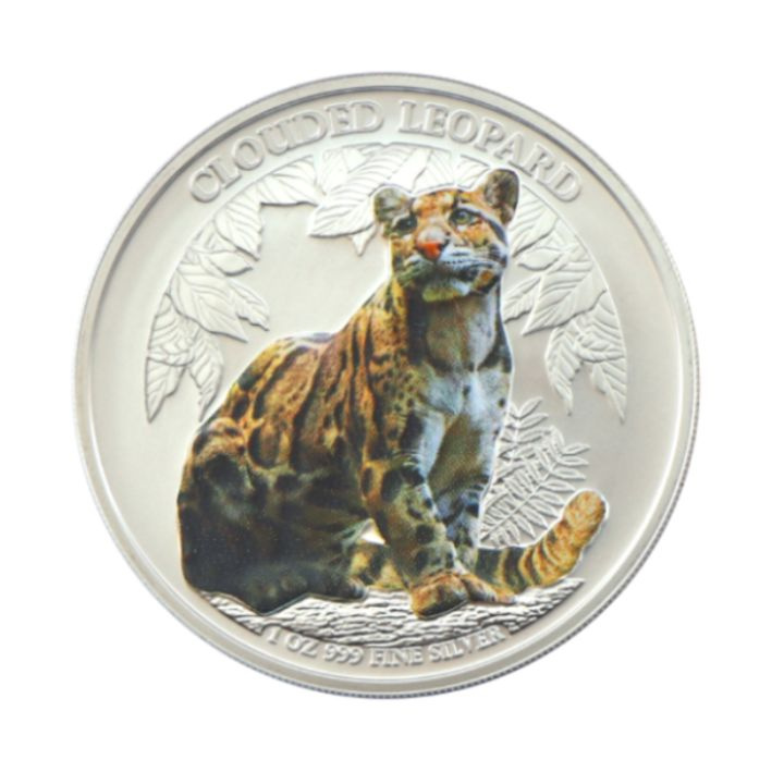 Cambodia: Wildlife Series - Clouded Leopard coloured 1 oz Silber 2023