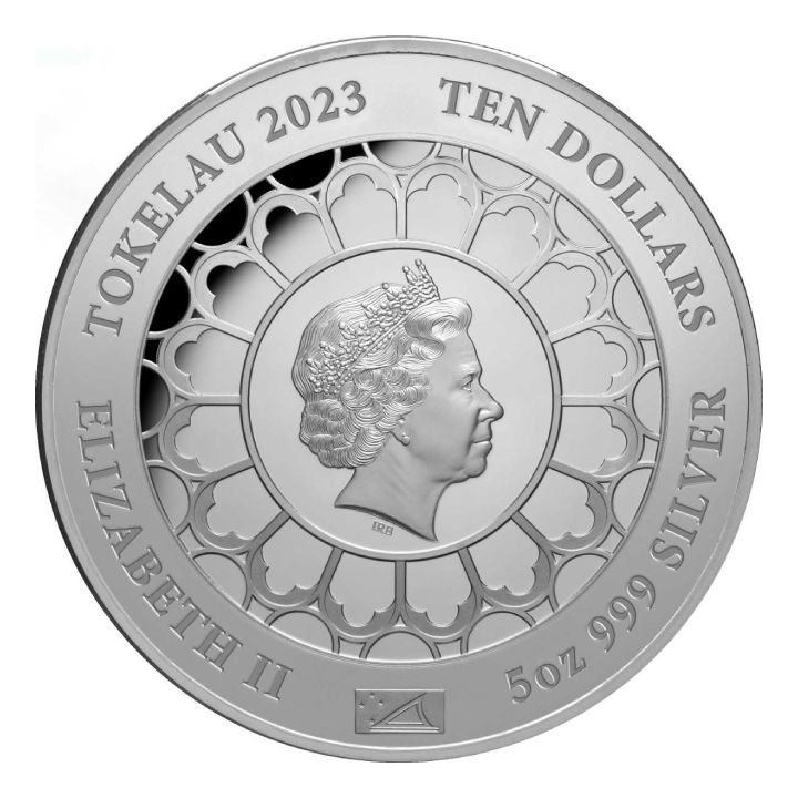 Tokelau: The Coronation of Queen Elizabeth II pozłacany 5 uncji Srebra 2023 Proof