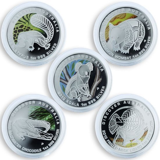 Discover Australia: The Dreaming Series Set 5 uncji Srebra 2010 Proof