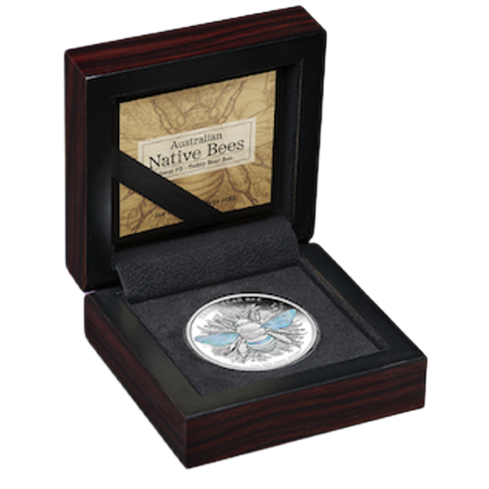 Moneda de plata Niue: Australian Native Bees - Teddy Bear Bee 1 onza de plata 2026 Proof Holograma