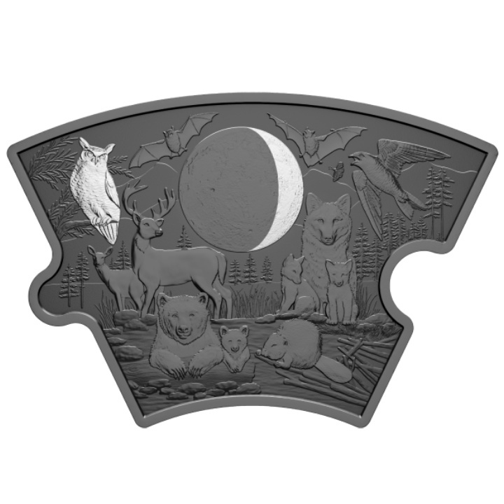 Zestaw Canada: Moon Phases 8 srebrnych monet puzzli 2025 Black Rhodium Reverse Proof