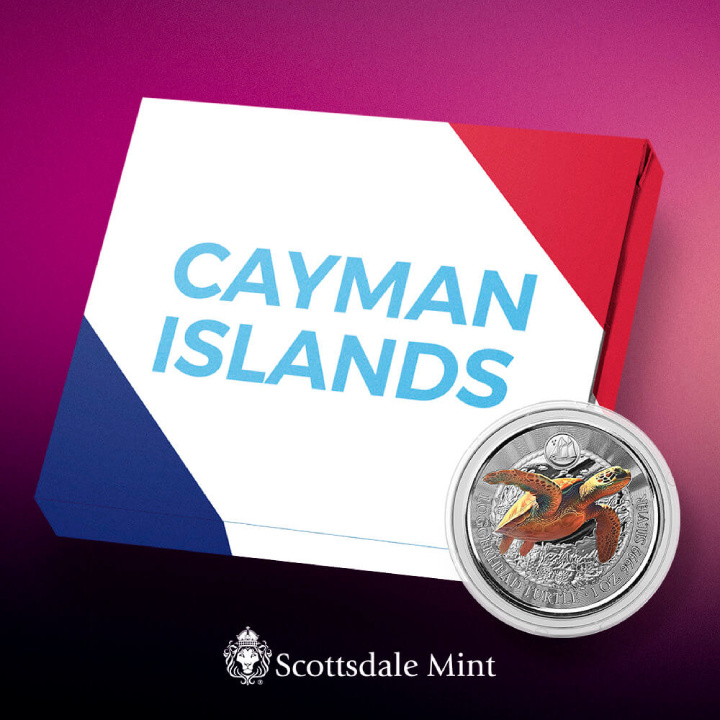 Cayman Islands: Loggerhead Turtle kolorowany 1 uncja Srebra 2023 Proof