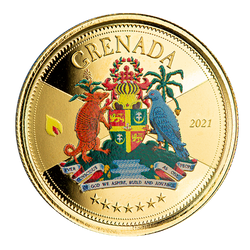 Grenada: Coat of Arms kolorowana 1 uncja Złota 2021